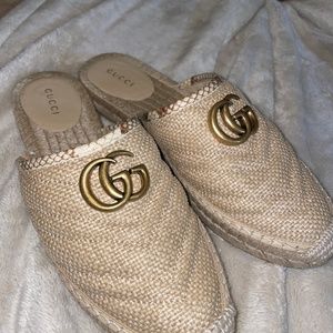 Gucci Marmont Straw Sandals